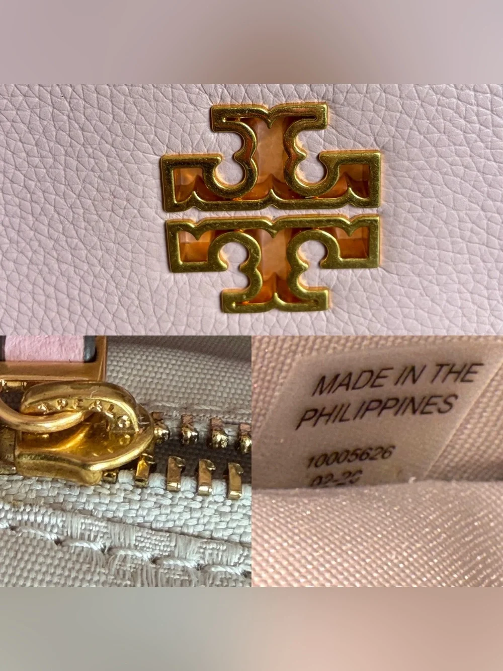 Tory Burch Britten Convertible Leather Shoulder Bag Crossbody Pink Big Gold Logo